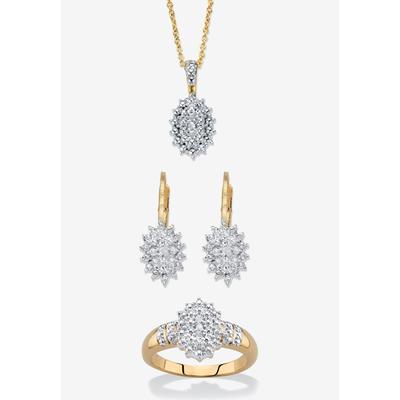 Women's Gold Plated Genuine Diamond Jewelry Set by PalmBeach Jewelry in Diamond (Size 8)