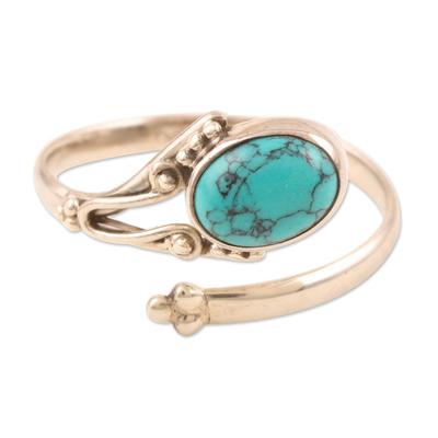 Wrapped in Turquoise,'Hand Crafted Sterling Silver Wrap Ring from India'