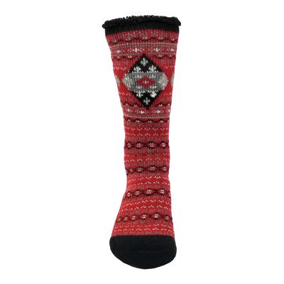 Plus Size Women's Diamond Fairisle Thermal Socks by GaaHuu in Red (Size OS (6-10.5))