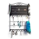 Ophelia & Co. Deluxe Wall Mounted Jewelry Holder Metal in Black | 23.75 H x 16.5 W x 0.5 D in | Wayfair 06164B9EE917442FB8364AAFEAFDC138