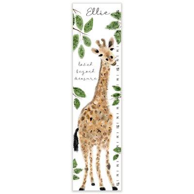 East Urban Home Watercolor Painted Giraffe Personalized Growth Chart Canvas in Brown | 39 H x 10 W x 0.1 D in | Wayfair