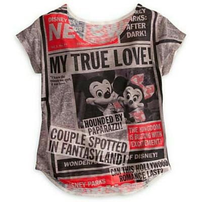 Disney Tops | Disney Parks Mickey And Minnie Tee Xs | Color: Gray/Red | Size: Xs