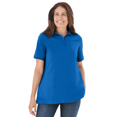 Plus Size Women's Perfect Short-Sleeve Polo Shirt by Woman Within in Bright Cobalt (Size 6X)