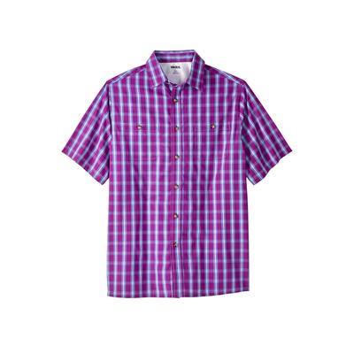 Men's Big & Tall Short-Sleeve Plaid Sport Shirt by KingSize in Dark Magenta Plaid (Size 9XL)