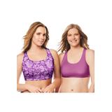 Plus Size Women's Sports Bra 2 Pack by Comfort Choice in Pretty Orchid Paisley Pack (Size L)