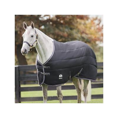 SmartPak Ultimate Stable Blanket with COOLMAX Technology - 87 - Med/Lite (100g) - Black w/ Grey Trim & White Piping - Smartpak