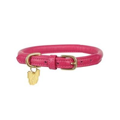 Shires Digby & Fox Rolled Leather Dog Collar - Large - Pink