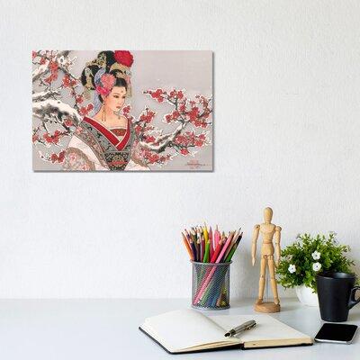 East Urban Home Blossoms in the Snow by Caroline R. Young - Wrapped Canvas Graphic Art Print Canvas in Pink/Red | 8 H x 12 W x 0.75 D in | Wayfair
