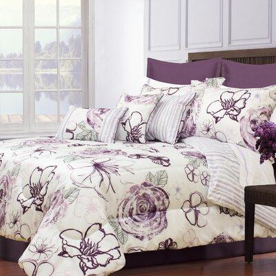 Andover Mills™ Ramsell White/Purple/Microfiber Modern & Contemporary 7 Piece Comforter Set Polyester/Polyfill/Microfiber in Green | Wayfair