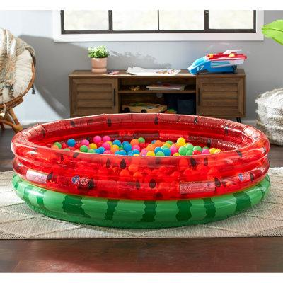 Intex kids 66-Inch Round Inflatable Outdoor Swimming & Wading Watermelon Pool Plastic in Green Red | 15 H x 66 W x 66 D in | Wayfair 58448EP