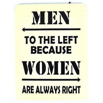 World Bazzar Hand Carved en Men to the Left Because Woman are Always Right Bathroom Restaurant Store Hotel Sign in Black/Yellow | Wayfair 261