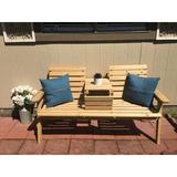 Union Rustic Cedar/Fir Log Wood Patio Garden Bench w/ Foldable Table, Outdoor Wooden Porch 3-Seat Bench Chair For Garden Balcony Patio Backyard