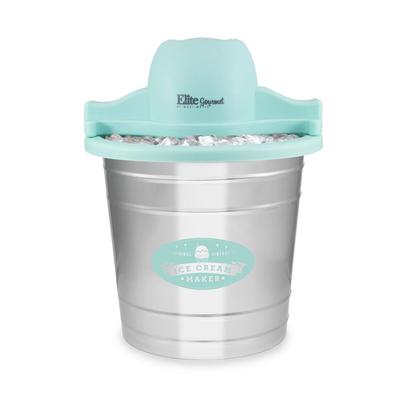 OVERSEAS CONNECTION INC Elite Gourmet 4 qt. Old Fashioned Galvanized Metal Bucket Electric Ice Cream Maker EIM-308 L, Blue