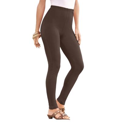 Plus Size Women's Ankle-Length Essential Stretch Legging by Roaman's in Chocolate (Size 3X) Activewear Workout Yoga Pants