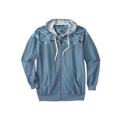 Men's Big & Tall French Terry Snow Lodge Hoodie by KingSize in Heather Slate Blue Marble (Size 4XL)