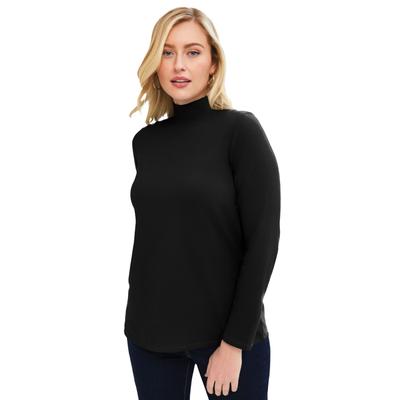 Plus Size Women's Long Sleeve Mockneck Tee by Jessica London in Black (Size 18 20) Mock Turtleneck T-Shirt
