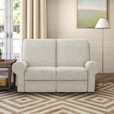 Wayfair Custom Upholstery™ Emily 68" Rolled Arm Reclining Loveseat in White/Brown, Size 42.0 H x 68.0 W x 40.0 D in