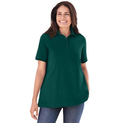 Plus Size Women's Perfect Short-Sleeve Polo Shirt by Woman Within in Emerald Green (Size 6X)