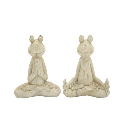 Set Of 2 White Resin Eclectic Garden Sculpture by Quinn Living in White