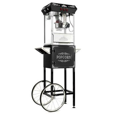 Olde Midway Vintage Popcorn Machine & Cart in Black, Size 52.63 H x 19.0 W x 34.11 D in | Wayfair CON-POP-P850-BLK