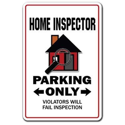 Trinx HOME INSPECTOR Parking Sign Inspection Real Estate Broker House | Indoor/Outdoor Resin/Plastic in White, Size 14.0 H x 10.0 W x 0.1 D in