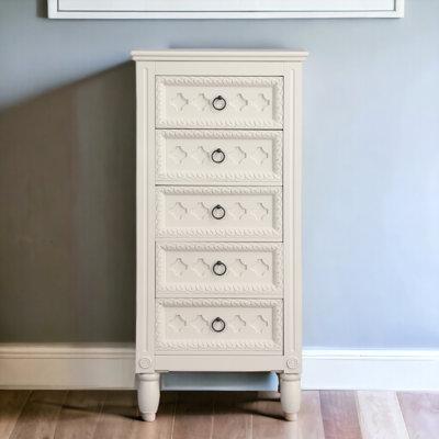 Bungalow Rose Hives & Honey Eurelijus Ivory Jewelry Armoire Solid Wood in Brown/White | 40.25 H x 19.5 W x 11.75 D in | Wayfair