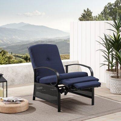 Lark Manor™ Pylesville Recliner Patio Chair w/ Cushions Metal in Blue, Size 38.5 H x 26.5 W x 38.0 D in | Wayfair 9938BDC4276B4D998E8AE4B81DDBB6D0