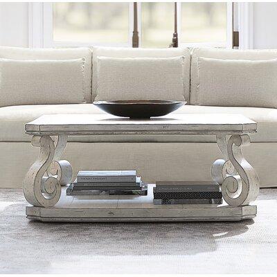 Bernhardt Mirabelle Floor Shelf Coffee Table w/ Storage Wood in Brown/White, Size 19.0 H x 45.06 W x 45.06 D in | Wayfair 304011