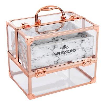 IMPRESSIONS VANITY · COMPANY Savvy Makeup Travel Case w/ Crystal Clear Panels Vanity Organizer w/ Extendable Compartment Plastic in White | Wayfair