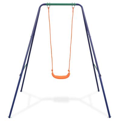 Isabelle & Max™ 2-in-1 Single Swing & Toddler Swing Orange Plastic/Metal in Blue/Green/Orange | 70.9 H x 67 W x 57.1 D in | Wayfair 91362