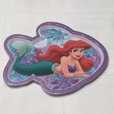 Disney Dining | Disney Little Mermaid Fish Shaped Plastic Plate | Color: Purple/Red | Size: 9 12 X 8 X 12