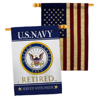 Breeze Decor Us Navy Retired House Flags Pack Armed Forces Yard Banner 28 X 40 Inches Double-Sided Decorative Home Decor, Size 40.0 H x 28.0 W in