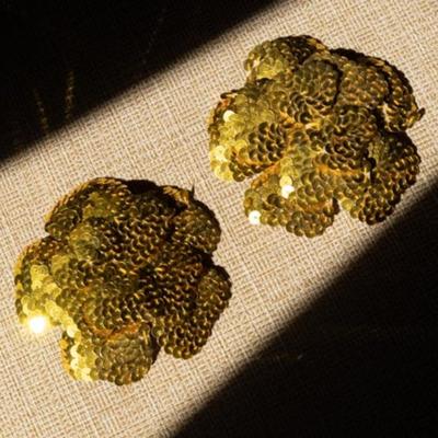 Anthropologie Jewelry | Anthropology Two Gold Sequin Camelia Brooches | Color: Gold | Size: Os