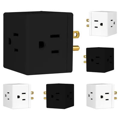 Philips 3-Outlet Grounded Cube Tap 6 Pack, White/Black