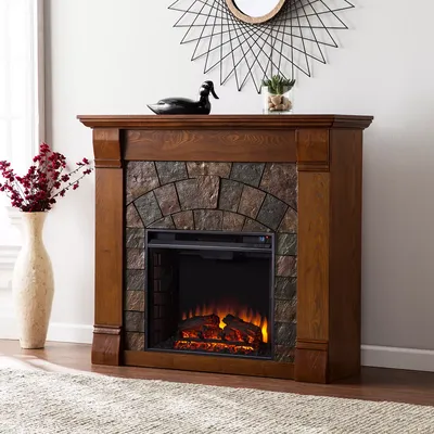 Dencet Electric Fireplace - Salem Antique Oak