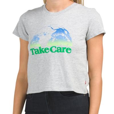 Levi's Tops | Levi’s Earth Day Cropped Graphic Tee Mother Nature Lover Recycled Cotton | Color: Blue/Gray | Size: L