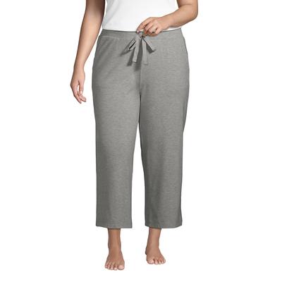 Women's Plus Size Lounge Mid Rise Wide Leg Crop Pajama Pants - Lands' End - Gray - 1X