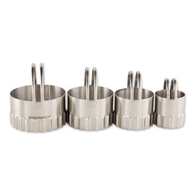 Round Rippled Stainless Steel Biscuit Cutters, Set 4 by RSVP International in Gray