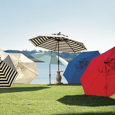 Auto Tilt Patio Umbrella - Canvas Taupe Sunbrella, White, 9' - Ballard Designs Canvas Taupe Sunbrella - Ballard Designs
