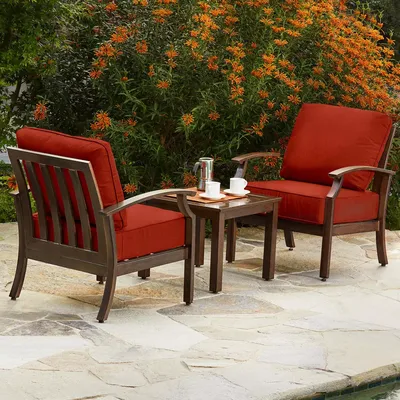 Royal Garden Oakmont 3 Piece Patio Seating Chat Set - Red