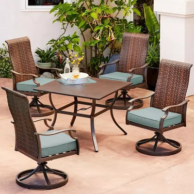 Royal Garden Highlands 5 Piece Patio Dining Set with four Swivel Dining Chairs - Teal