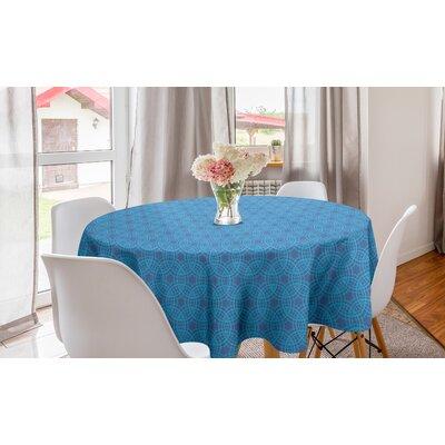 East Urban Home Ambesonne Abstract Round Tablecloth, Continuous Round Medallion Grid w/ A Geometric Style Monochrome Layout | 60 W x 1 D in | Wayfair