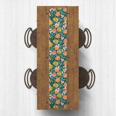 Designs Direct Creative Group Citrus Fruit Pattern Black 4 Table Runner Polyester in Green/Blue | 72 W x 16 D in | Wayfair 7024-QO1