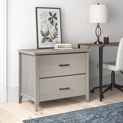 Laurel Foundry Modern Farmhouse® Ferebee 2-Drawer Lateral Filing Cabinet Wood in White Black, Size 29.02 H x 33.85 W x 20.86 D in | Wayfair