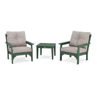 POLYWOOD® Vineyard 3-Piece Deep Seating Set Plastic in Green | Outdoor Furniture | Wayfair PWS402-2-GR145982