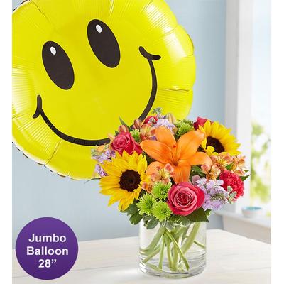 Floral Embrace with Jumbo Smile Balloon Medium by 1-800 Flowers