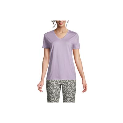 Women's Petite Relaxed Supima Cotton Short Sleeve V-Neck T-Shirt - Lands' End - Purple - XS