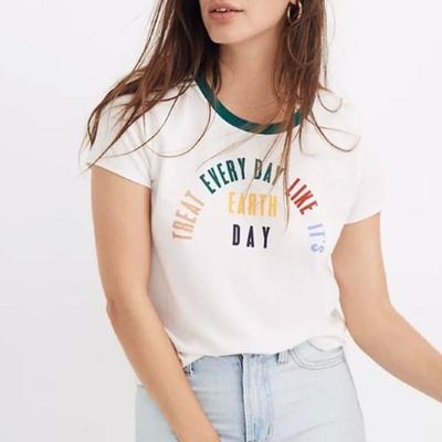 Madewell Tops | Madewell Earth Day T-Shirt | Sz Xs | Color: Green/White | Size: Xs