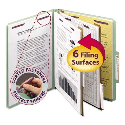 Smead 6-Section 2/5 Tab Pressboard Classification Folders, Select Color (Letter)