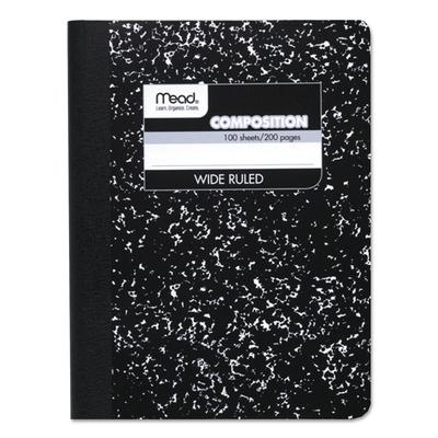 Mead Black Marble Composition Book, Wide Rule, 9-3/4 x 7-1/2, 100 Sheets
